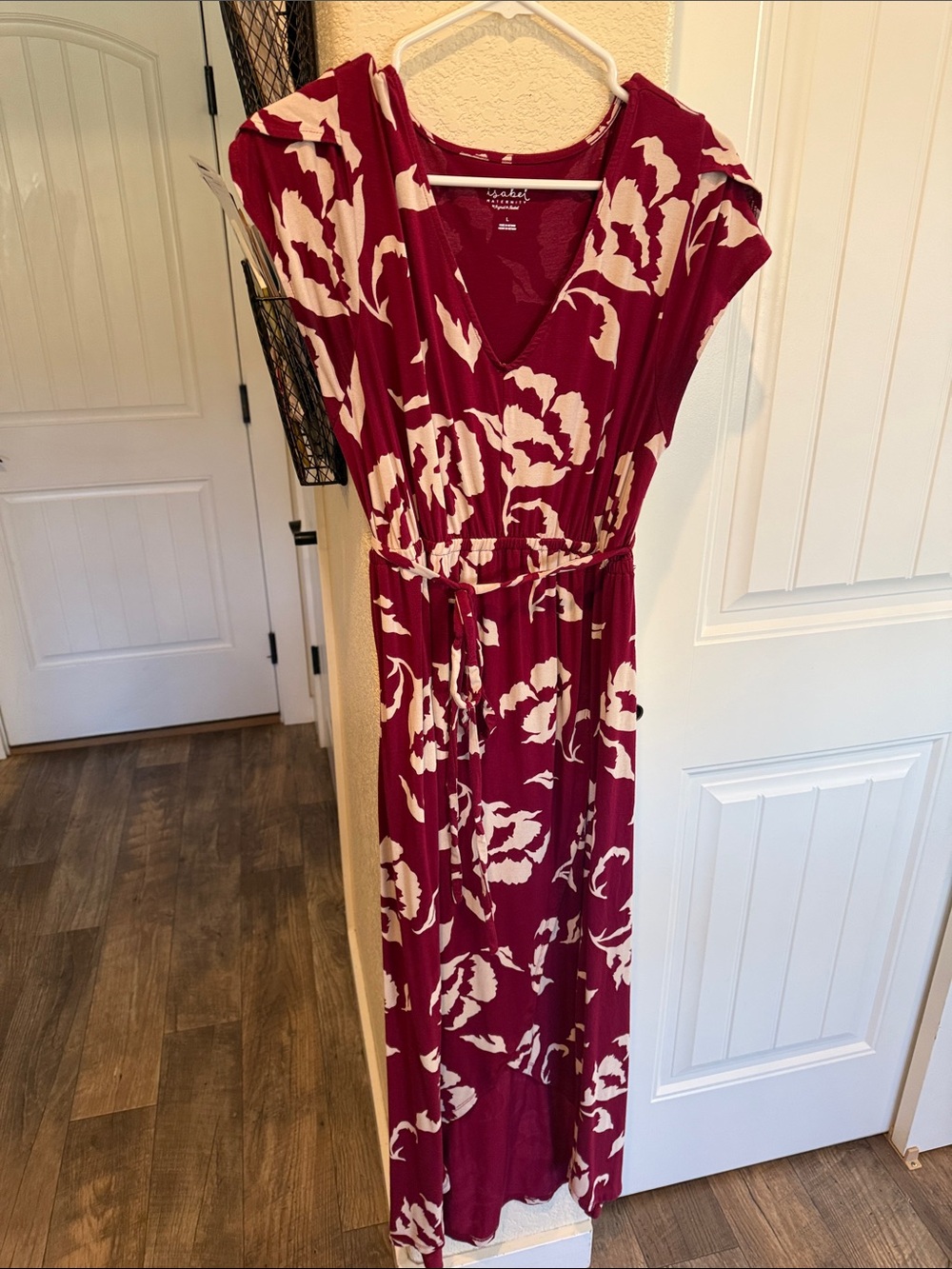 Ingrid & Isabel Maternity Burgundy and Cream Floral Maxi Dress